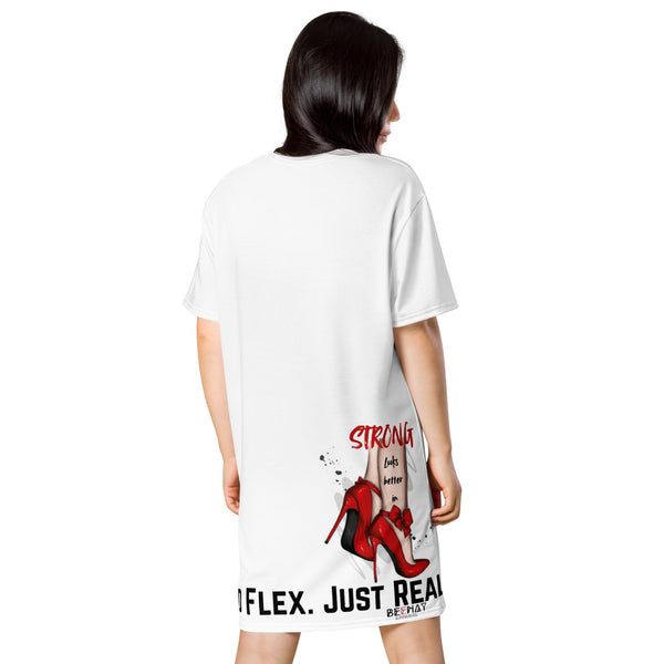 BeeNay Apparel – “Strong Looks Better On Heels” Graphic T-Shirt Dress