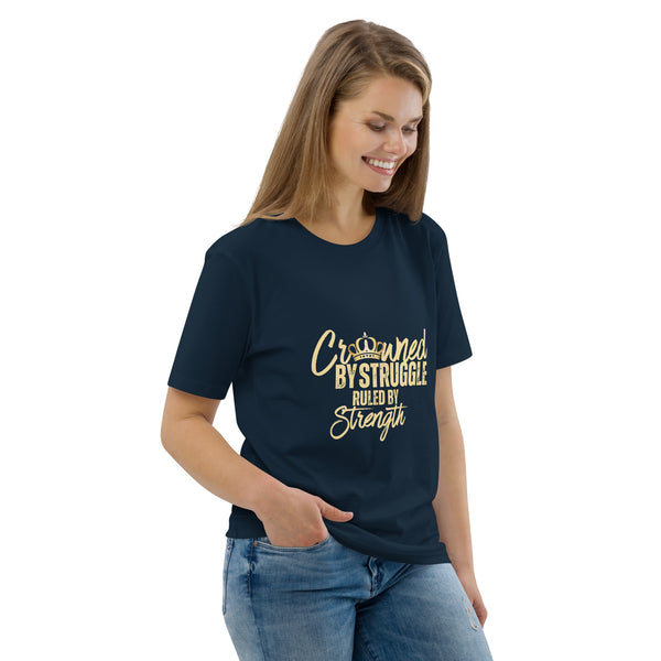 BeeNay Apparel – Crowned By Struggle Ruled By Strength Ladies T-Shirt (Navy)